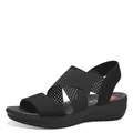 Jana Coshy Damen Sandalen flach Elastisch Vegan, Schwarz (Black), 41 EU