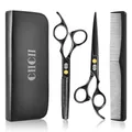 CIICII Friseurschere, Haarschneideschere Profi Set (6,7 Zoll Haarschere & Effilierschere) Haar Bart Trimmen Formung Pflege für Männer Frauen Haustiere Familie Friseursalon (Schwarze)
