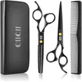 Haarschneideschere Set, Profi 6.7 Zoll, Titanstahl, Schwarze, mit Effilierschere