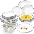 Sänger Geschirrset,Porzellan, Weiß, Schwarz, Keramik, 24-teilig, Rund, 50x30x80 cm, kratzfest, Essen & Trinken, Geschirr, Geschirr-Sets, Tafelservice