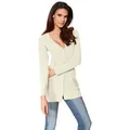 Strickjacke HEINE, Damen, Gr. 44, weiß (sanftes weiß), 100% Baumwolle, unifarben, Langarm, Strickjacken