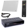 Xoro HRT 8730 KIT DVB-T2 Receiver (6 Monate FREENET TV) + aktive DVBT-2 Antenne + HDMI Kabel, HDTV, PVR Ready, USB Mediaplayer, schwarz