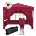 Kronenburg Faltpavillon 3x3 m wasserdicht - Gartenpavillon, Partyzelt stabil, UV-Schutz 50+, mit 4 Seitenteilen, Wetterfester Schutz, Leichter Aufbau, Inklusive Tragetasche & Zubehör, 4 Seitenteile - Rot
