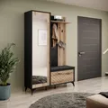 Garderobe mit Sitzbank inklusive Polster schwarz, Eiche DALE-160