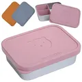 BEARFOOT Lunchbox Brotdose Kinder Edelstahl mit Silikoneinsatz - Rosa, Kindergarten und Schule - Mädchen und Jungen, Vesperbox, Snackbox rosa 1200 ml | 15.3 cm x 20 cm x 5.5 cm