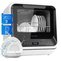 Klarstein Amazonia Mini Geschirrspüler, Spülmaschine mit Platz für 2 Maßgedecke, 6 Programme, 5 L Wasser benötigt, LED-Display, Touch, Tischgeschirrspüler inkl. Zubehör, schwarz