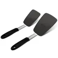 Unicook Silikon Pfannenwender Set - Pfannkuchenwender Silikon, Spatula Küche Zubehör für Spiegelei Omelette Pfannkuchen Hamburger, Silikonkautschuk zum Backen, Kochen, Mischen, 2 Stück