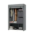 HOMCOM Kleiderschrank Stoffschrank mit Schubladen, Kleiderstange und Reißverschluss, Stoffkleiderschrank Faltschrank für Schlafzimmer, Ankleidezimmer, 102 x 42,5 x 162,5 cm, Dunkelgrau