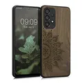 kwmobile Hülle kompatibel mit Samsung Galaxy A33 5G Hülle - Holz Case - Handy Cover - TPU Handyhülle in Dunkelbraun Aufgehende Sonne