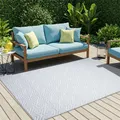 Teppich Outdoor Zweiseitig Wasserdicht Resistent Weiß Grau Picknick Strand Garten  150 x 240 cm