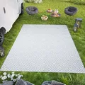 TAPISO Ibiza Teppich Outdoor Zweiseitig Wendbar Wasserdicht Resistent Geometrisch Figuren Diamanten Hellgrau Picknick Strand Garten ÖKO-TEX 150 x 240 cm