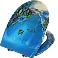 22 Wc Sitz Toilettensitz Aus Duroplast, Mit Abesenkautomatik, Fast Fix, Edelstahlscharniere, Deco Design, Goldfisch Blau - Woltu