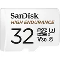 SanDisk High Endurance Monitoring microSDHC-Karte 32 GB Class 10, UHS-I, UHS-Class 3, v30 Video Speed Class inkl. SD-Adapter