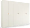 rauch Drehtürenschrank Kleiderschrank Schrank Garderobe Ankleide HOMEY BY QUADRA SPIN (Breiten: 181/226/271 cm, Höhe 210 cm) mit Grifflaschen aus weichem, cognacbraunem Leder