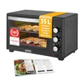 TZS First Austria Minibackofen 35L I Umluft I Premium-X Coating (Antihaftbeschichtung) I Auftauen&Warmhalten I Rezeptheft I Backofen Pizzaofen Grill