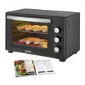 TZS FIRST AUSTRIA Minibackofen 35L Mini Backofen, 1600 W, mit Innenbeleuchtung und Umluft, Pizzaofen, Mini Pizza-Ofen, Doppelglastür, Timer, herausnehmbares Krümelblech