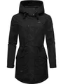 Ragwear leichte Damen wasserdichte Übergangsjacke kurze Jacke mit Taillenzugband und verstellbarer Kapuze Alysa YOUMODO Black Gr. XXL