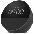 Amazon Wecker Echo Spot 2024 schwarz, digital, Thermometer, Datumsanzeige, Funkuhr