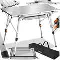 tectake Aluminium Campingtisch, faltbar, höhenverstellbar, 90 x 52 x 47 - 70 cm