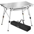 tectake® Aluminium Campingtisch Tina faltbar 90 x 52 x 47 - 70 cm - Silber