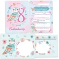 JUNAPACK Einladungskarten Eule zum 8. Kindergeburtstag Einladungen mit Umschlägen Karten Tiere, Einladungskarten mit Umschlägen zum achten Kindergeburtstag Eule