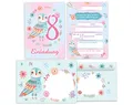 Junapack 12 Einladungskarten incl. 12 Umschläge zum 8. Kindergeburtstag Einladung zum achten Geburtstag Mädchen Eule