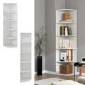 Eckregal Fabienne, 180x40cm, Weiß, stehendes Bücherregal mit 5 Fächern Vicco