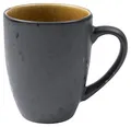 BITZ Kaffeetasse/Kaffeebecher, Tasse aus robustem Steinzeug, 30 cl, schwarz außen/bernsteinfarben innen