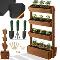 KESSER Hochbeet mit Etagen Premium Blumenkasten Blumentreppe Pflanztreppe - Gemüsebeet Kräuterbeet Pflanzkübel Frühbeet Blumenbeet Pflanzkasten inkl. Gartenvlies- Beet für Terrasse Balkon & Garten
