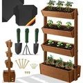KESSER® Hochbeet mit Etagen Premium Blumenkasten Blumentreppe Pflanztreppe - Gemüsebeet Kräuterbeet Pflanzkübel Frühbeet Blumenbeet Pflanzkast... - Braun
