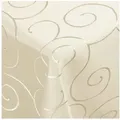 DecoHomeTextil Heimtextilmanufaktur Tischdecke Kringel Circle Tafeldecke Ornamente Damast Tischdecke beige Eckig 130 x 340 cm