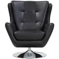 Vente-Unique Sessel, Schwarz, Leder, Uni, 1-Sitzer, 81x95x82 cm, Wohnzimmer, Sessel, Polstersessel
