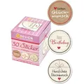 Zweckform Sticker 56814 Z-Design Deko-Sticker, Herzlichen Glückwunsch, auf Rolle, 50 Aufkleber, 50 Stück