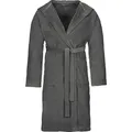 Vossen Unisex-Bademantel Texas, ideal für Sauna & Spa, Hotelbademantel, Morgenmantel, Kurzform, Webvelours, Kapuze, Gürtel, für Damen & Herren grau XXL | 114 cm
