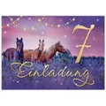 JUNAPACK Einladungskarten Pferd Einladungen zum Kindergeburtstag Fohlen lila Mädchen, Einladungskarten zum 7. Geburtstag mit Pferd Motiv