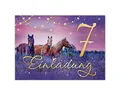 Junapack 12 Einladungskarten zum 7. Kindergeburtstag siebte Geburtstag Mädchen Pferde Pferd