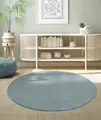 the carpet Relax Moderner Flauschiger Kurzflor Teppich, Anti-Rutsch Unterseite, Waschbar bis 30 Grad, Super Soft, Felloptik, Blau, 120 cm Rund