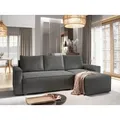 Masseno Ecksofa POTARO mit Schlaffunktion L-Form, Sofa mit Bettkasten, Wohnzimmersofa, Couch, Soffa, Bettsofa, Couchgarnitur- Grau, POSO 60 - Grau