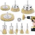 DazSpirit 9-teiliges Drahtbürste Set für Bohrmaschine – Messingbeschichtete Drahtbürsten & Topfbürsten-Set, 1/4 Zoll-Schaft Drahtbürste Messingbürste zum Entfernen von Rost/Korrosion/Farbe