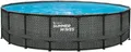 Summer Waves Elite Frame Pool Aufstellpool rund Komplettset Rattanoptik grau Ø 549x132 cm