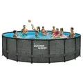 Summer Waves Frame Pool Rattan, grau
