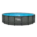 Summer Waves Elite Frame Pool Rattan Grau Ø 549x132 cm