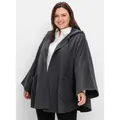 Cape SHEEGO, Damen, Gr. 3, grau (anthrazit meliert), 95% Polyester, 5% Wolle, unifarben, Jacken Cape