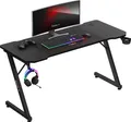huzaro Hero 3.3 | Gaming PC Tisch Schreibtisch | Inklusive Mauspad | Kopfhörerhaken Getränkehalter | Kabelorganisator | 140x60cm | Schwarz