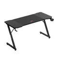 huzaro Hero 3.3 Black - Gaming PC Tisch Schreibtisch - Inklusive Mauspad - Kopfhörerhaken Getränkehalter - Kabelorganisator - Carbon Tischplatte - Stabiler Computertisch - 140x60cm - Schwarz