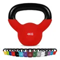 Kettlebell Neopren 2 – 30 kg inkl. Übungsposter (4 Kg - Rot) Kugelhantel