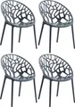 CLP 4er Set Gartenstuhl Hope, Modernes Design, Wetterfest, Stapelbar, Mit Armlehnen,anthrazit