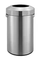 PROREGAL Stilvoller offener Abfallsammler aus gebürstetem Edelstahl | 60 Liter, HxØ 68,5x40,5cm | Silber