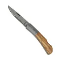 Haller Damast-Taschenmesser Olivenholzgriff Back Lock Klappmesser