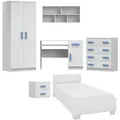 Deine Möbel 24 Kinderzimmer-Set, Weiß, Blau, Holzwerkstoff, 419x193x206 cm, Kinder- & Jugendzimmer, Jugendmöbel, Komplette Kinder- & Jugendzimmer